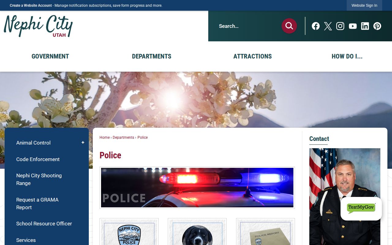 Nephi City Police official department page for Juab County arrest-record context