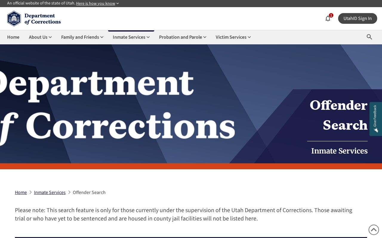 Juab County state-custody record search through Utah Department of Corrections